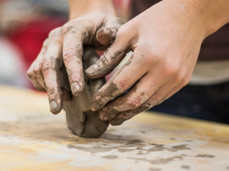 hand building with clay